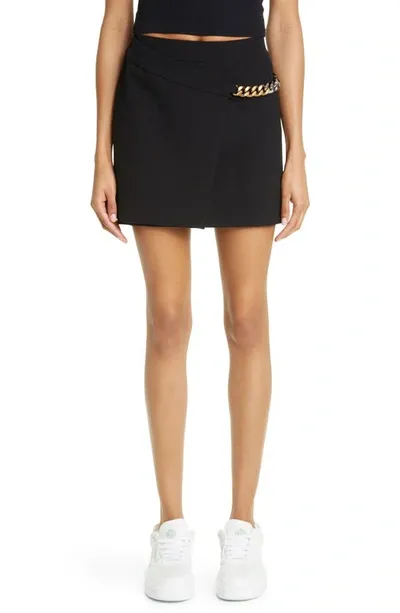 Stella Mccartney Falabella Chain Faux Wrap Miniskirt In Black