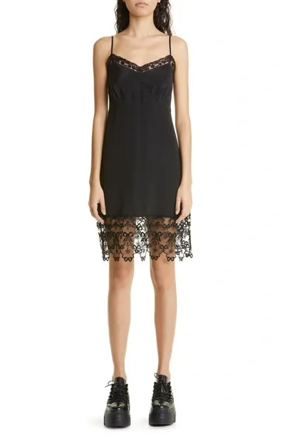 Simone Rocha Lace Trim Mini Slipdress In Black