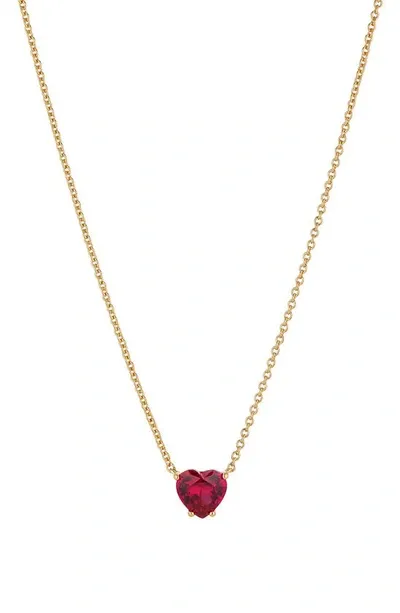 Nadri Modern Love Heart Pendant Necklace In Gold With Dark Pink