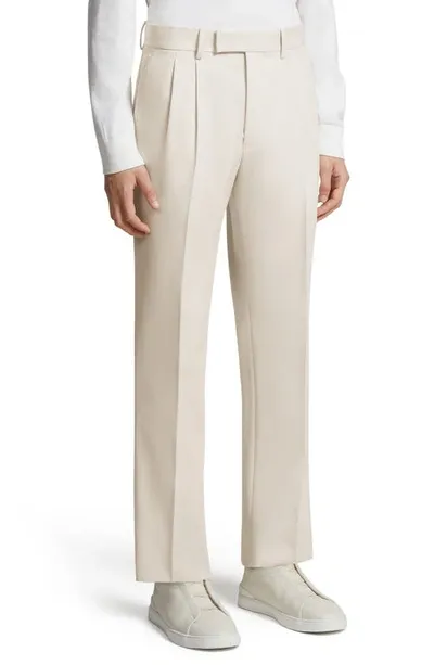 Zegna Pleat-detail Tapered Jeans In White