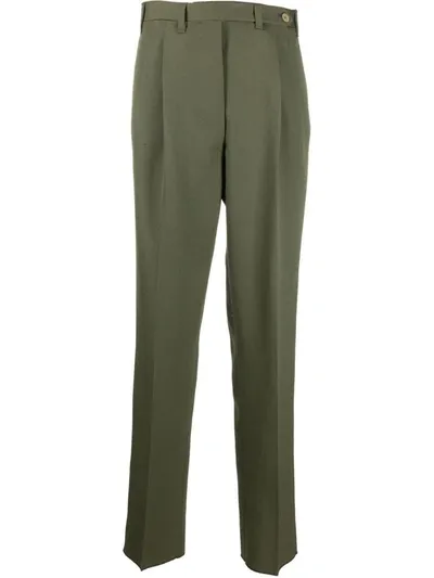 Giuliva Heritage The Cornelia Straight-leg Mid-rise Wool Trousers In Green