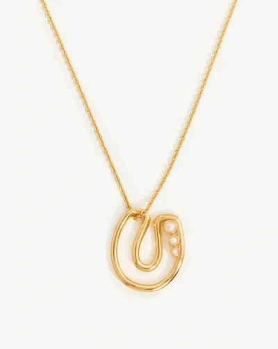 Missoma Chubby Pearl Initial Pendant Necklace In Gold