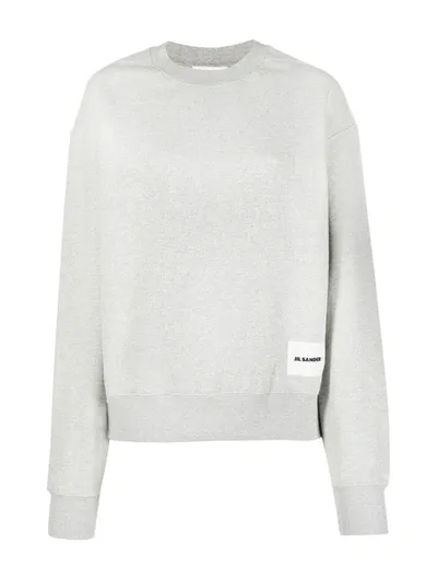 Jil Sander Logo-patch Cotton Sweatshirt In Nude & Neutrals