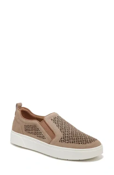 Vionic Kimmie Perforated Suede Slip-on Sneaker In Gold