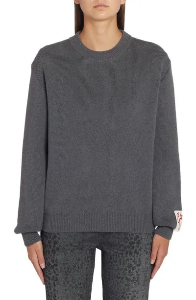 Golden Goose Reversed Logo Graphic Sweater In Dark Grey Melange