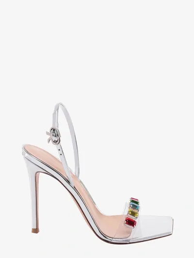 Gianvito Rossi Ribbon Candy Sandals In Silver