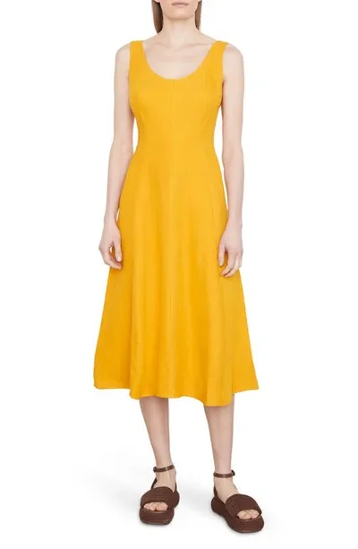 Vince Panelled Sleeveless Dress In Orange