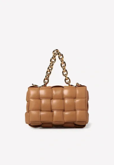 Bottega Veneta Chain Padded Cassette Bag In Calf Leather In Caramel