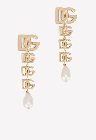 Dolce & Gabbana Dg Drop Earrings In Gold