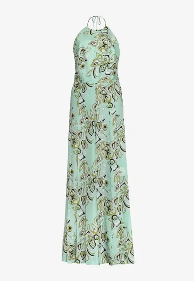 Emilio Pucci Africana Print Halterneck Jumpsuit In Mint