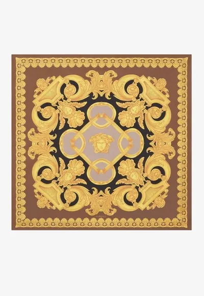 Versace Baroque Pattern-print Silk Scarf In Multicolor