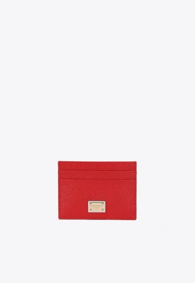 Dolce & Gabbana Calfskin Cardholder With Dg Logo In Red