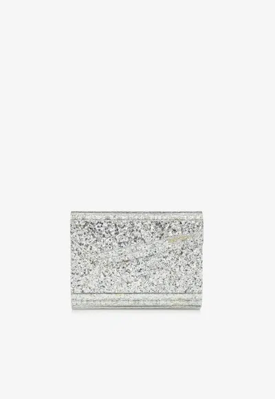 Jimmy Choo Candy Glittered Clutch Bag In Metallic