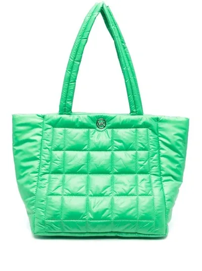 Michael Michael Kors Green Large Lilah Tote Bag In Polyester Woman