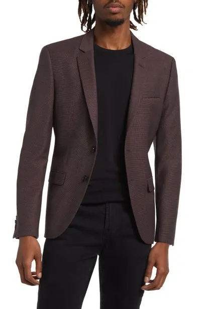 Hugo Boss Arti Stretch Wool Blend Sport Coat In Dark Red