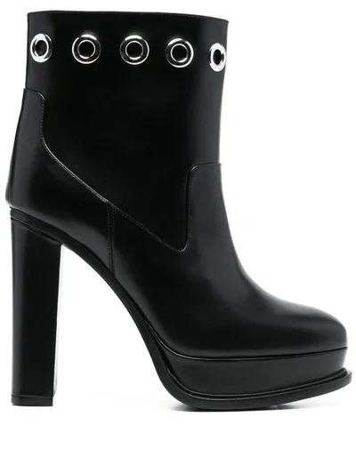 Alexander Mcqueen Studded Platform Bootie In Black