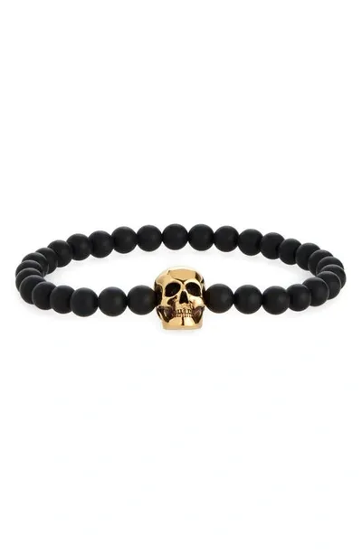 Alexander Mcqueen Skull Beaded Bracelet In Black