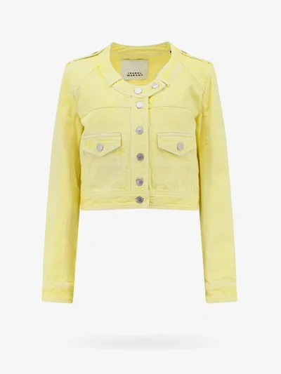 Isabel Marant Valene Cropped Denim Jacket In Yellow