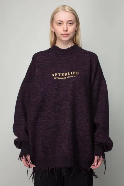 Vetements Ue63kn480p Afterlife Destroyed Knitted Sweater Purple