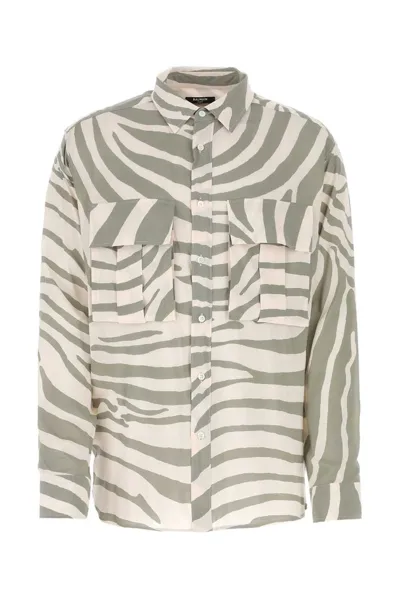 Balmain Zebra-print Design Shirt In Kaki Clair Beige