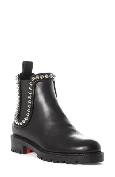 Christian Louboutin Capahutta Spiked Leather Chelsea Boots In Black Silver