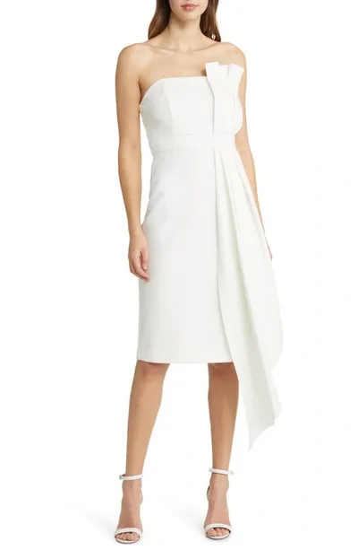 Eliza J Strapless Scuba Crepe Cocktail Dress In Ivory