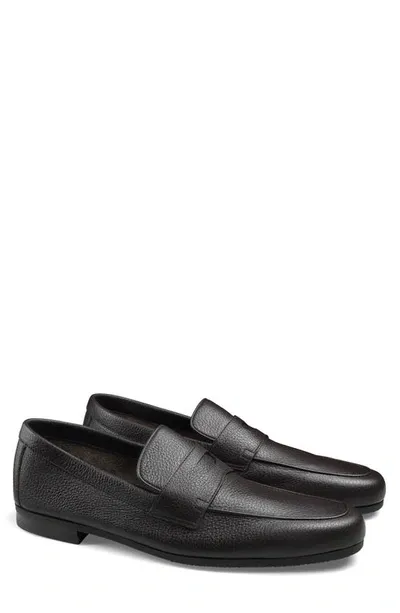 John Lobb Men's Thorne Soft Textured Leather Penny Loafers In Black