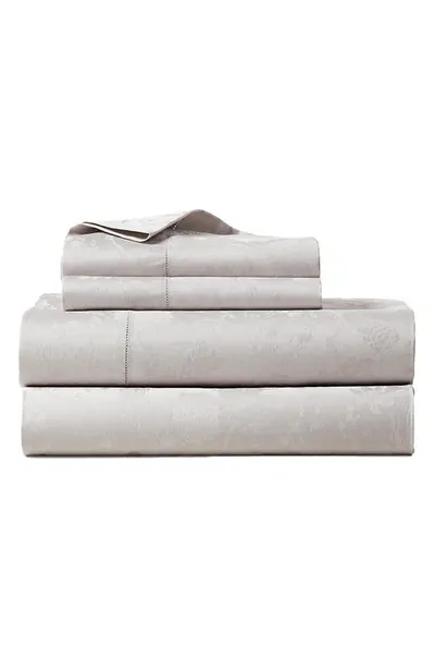 Ralph Lauren Bethany 350 Thread Count Organic Cotton Jacquard Sheet Set In Platinum