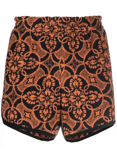 Marine Serre Printed Running Shorts In Orange