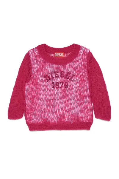 Diesel Korange Knitwear  Pink Knitted Sweater In A Spring Wool Blend In Red