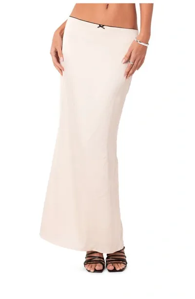 Edikted Low Rise Satin Maxi Skirt In White