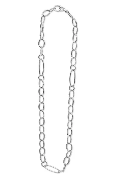 Lagos Signature Caviar Link Necklace In Silver