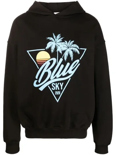 Blue Sky Inn Logo-print Cotton Hoodie In Black