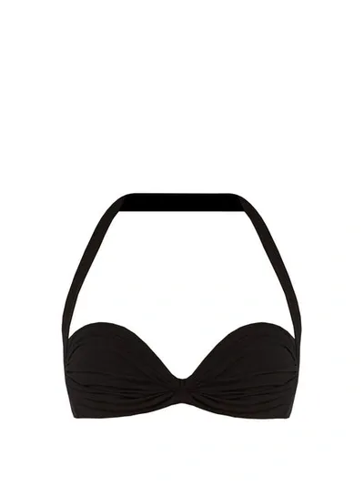 Norma Kamali Bill Ruched Halterneck Bikini Top In Black