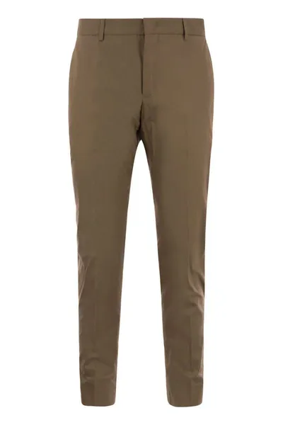 Pt Torino Stretch Trousers In Technical Fabric In Tobacco