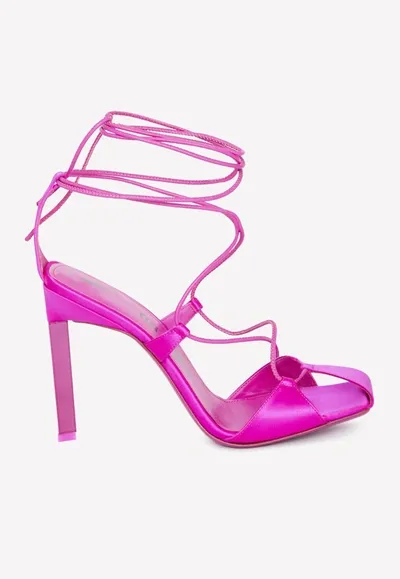 Attico Adele 110 Lace-up Satin Pumps In Fuchsia