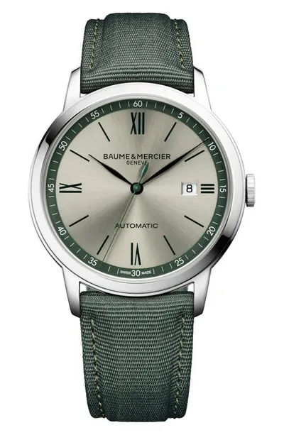 Baume & Mercier Men's Classima Stainless Steel & Canvas Watch In Green