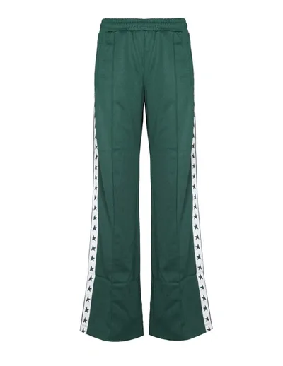 Golden Goose Star Joggings Dorotea Wide Leg Triacetate Strip In Green/white