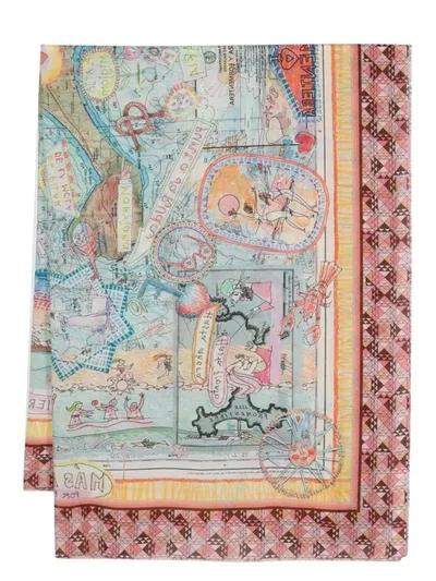 Faliero Sarti Formentera Illustration-print Scarf In Multicolor