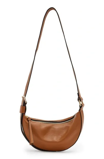 Allsaints Leather Crossbody Bag In Sepia Brown