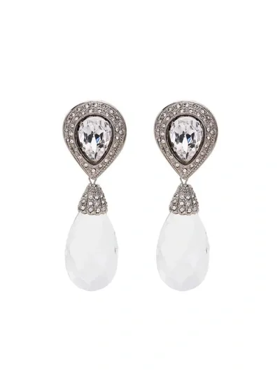 Alessandra Rich Crystal Drop Earrings In Cream