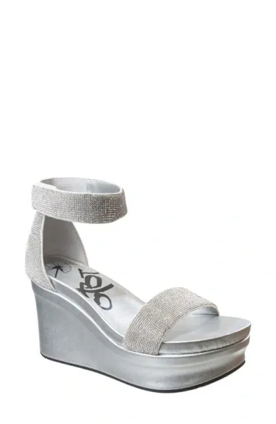 Otbt Status Crystal Embellished Wedge Sandal In Silver