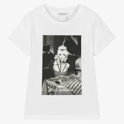 Dolce & Gabbana Babies' Girls White Cotton Kim Kardashian T-shirt