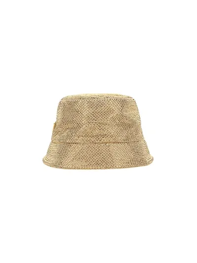 Prada Satin Bucket Hat With Crystals In Silver