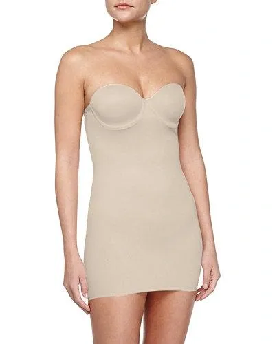 Tc Fine Intimates Plunge-neck Strapless Control Bra Slip In Nude