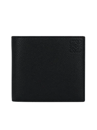 Loewe Tumbled Leather Billfold Wallet In Black