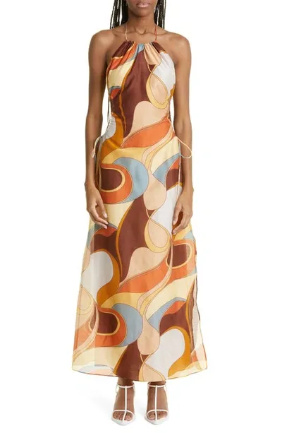 Sir Vista Cotton And Silk-blend Midi Dress In Print