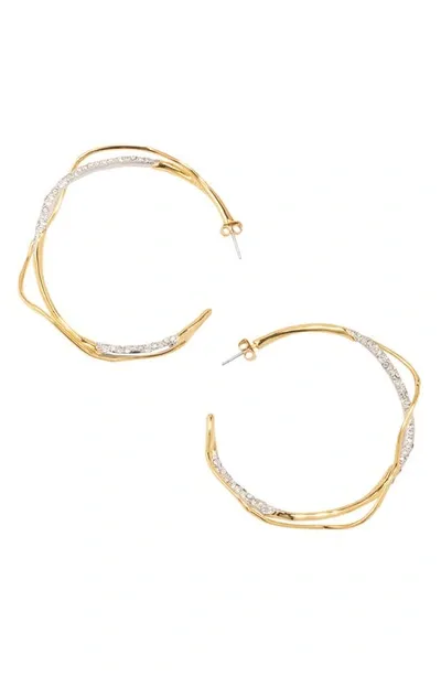 Alexis Bittar Intertwined Embellished 14kt Gold-plated Hoop Earrings In Champagne