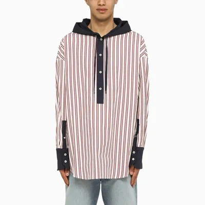 Bluemarble Stripe Poplin Hooded Shirt In Multicolor