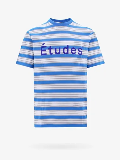 Etudes Studio Études Logo Striped Cotton T-shirt In Azure